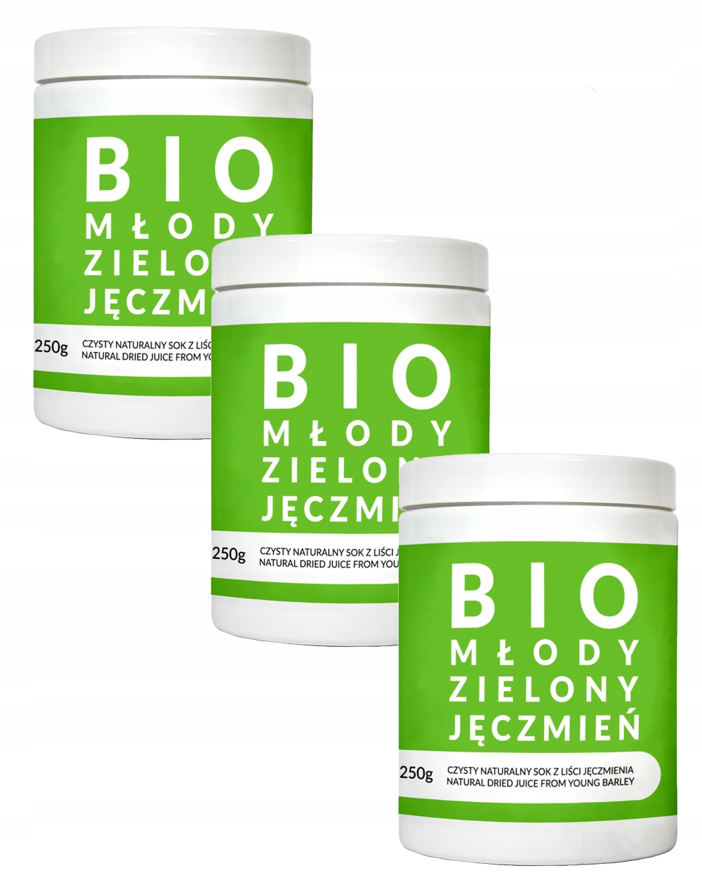 

Młody Jęczmień Zielony sproszkowany Sok Bio 3x250g