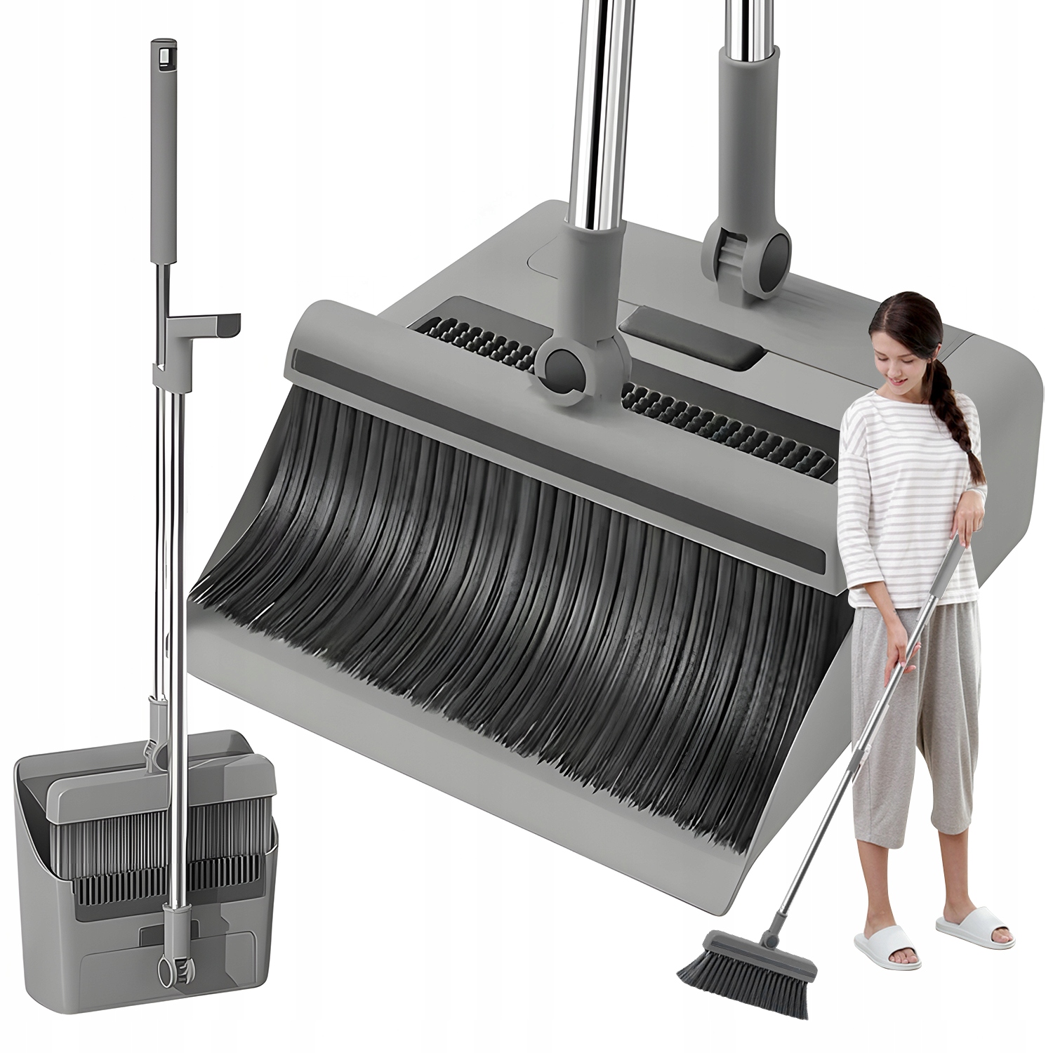 Levně Sada Na Úklid Leniuch 3v1 Smeták Smetáček Lopatka Stěrka Na Vodu