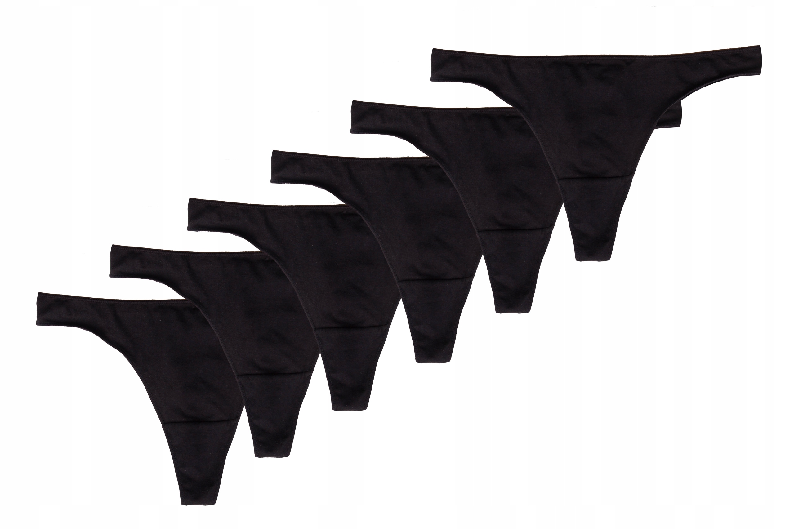 

6x Damskie Majtki Stringi Czarne Klasyczne L/XL
