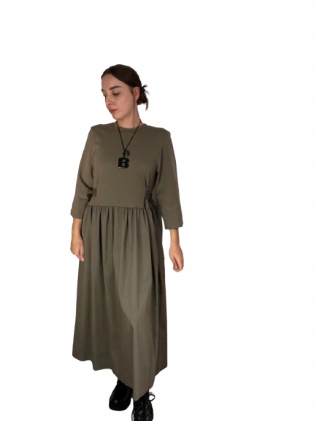 By O La La Maxi Šaty S Přezkami Khaki L 40