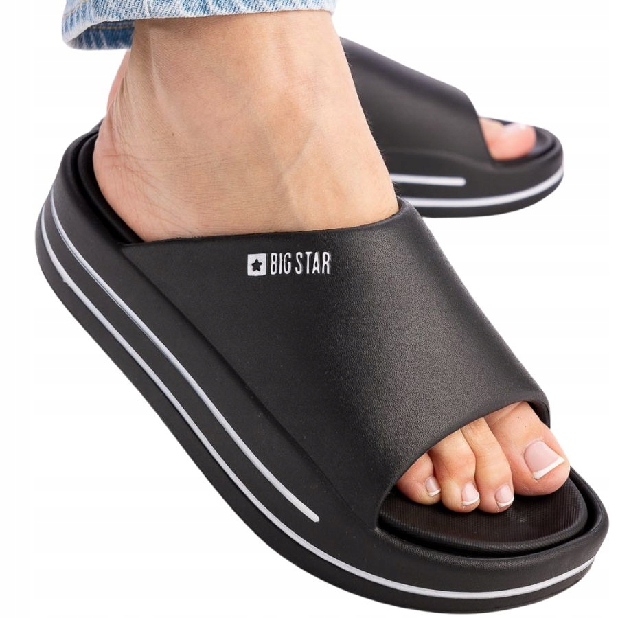 KLAPKI DAMSKIE BIG STAR WYSOKA PODESZWA PIANKOWE GUMOWE NA LATO