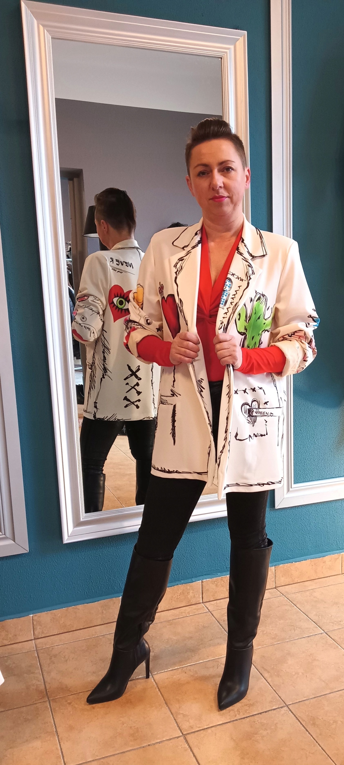 Marynarka z kolorowymi motywami ZETA OTTO Marka bez marki