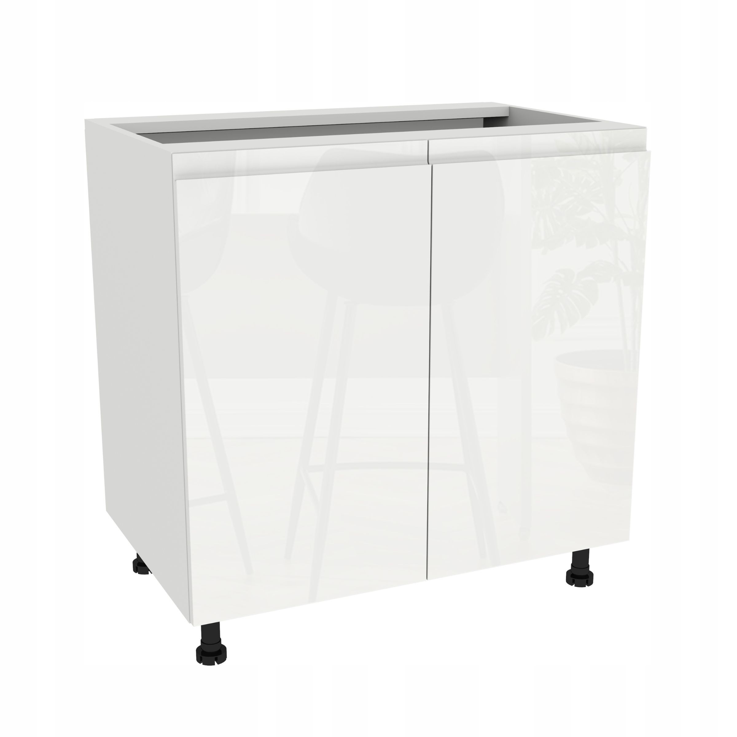 Spodná kuchynská skrinka 80 Frezo Biela predná časť Bezúchytková Biela Akryl Lesk