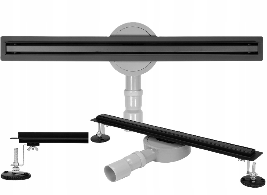 Lineárny Odtok Slim Black Nízky 90 CM Nerez Úzky Čierny Fala 71639