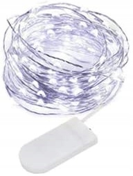 

Lampki na druciku Białe Zimne baterie 30 Led