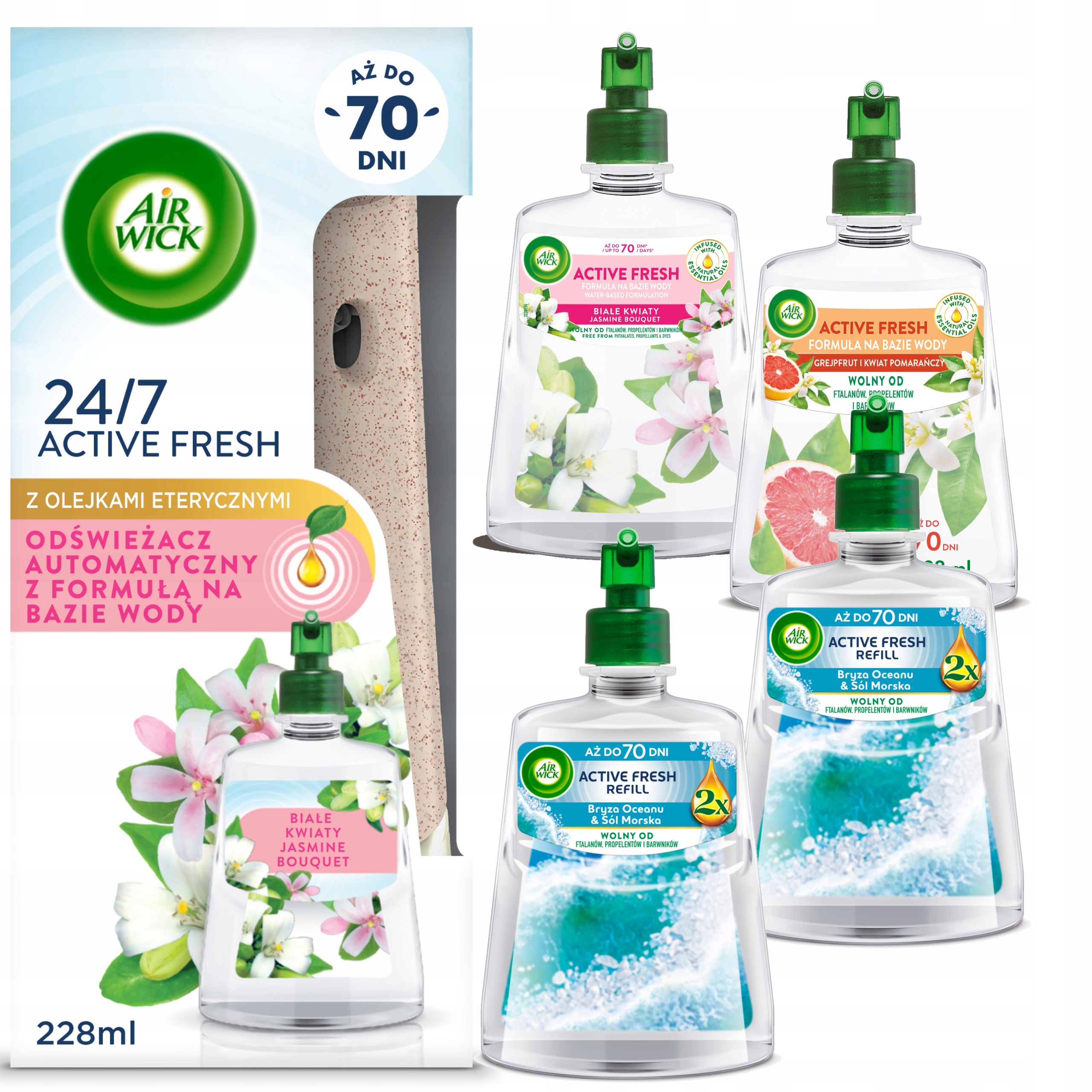 Levně Air Wick Automatický Osvěžovač Vzduchu 5X Náplň 228 ML MIX Sada