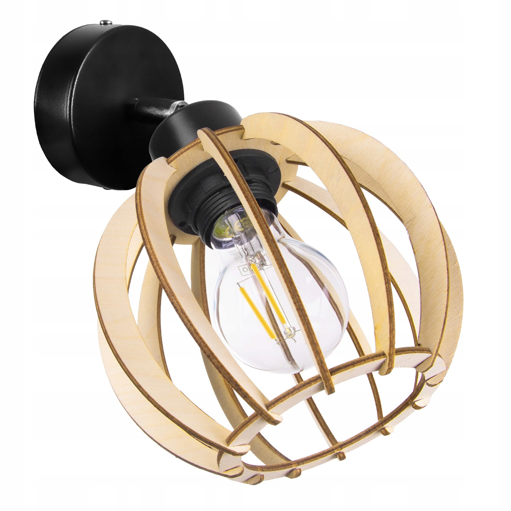 

Lampa Kinkiet E27 ścienny ruchomy loft Kula Drewno