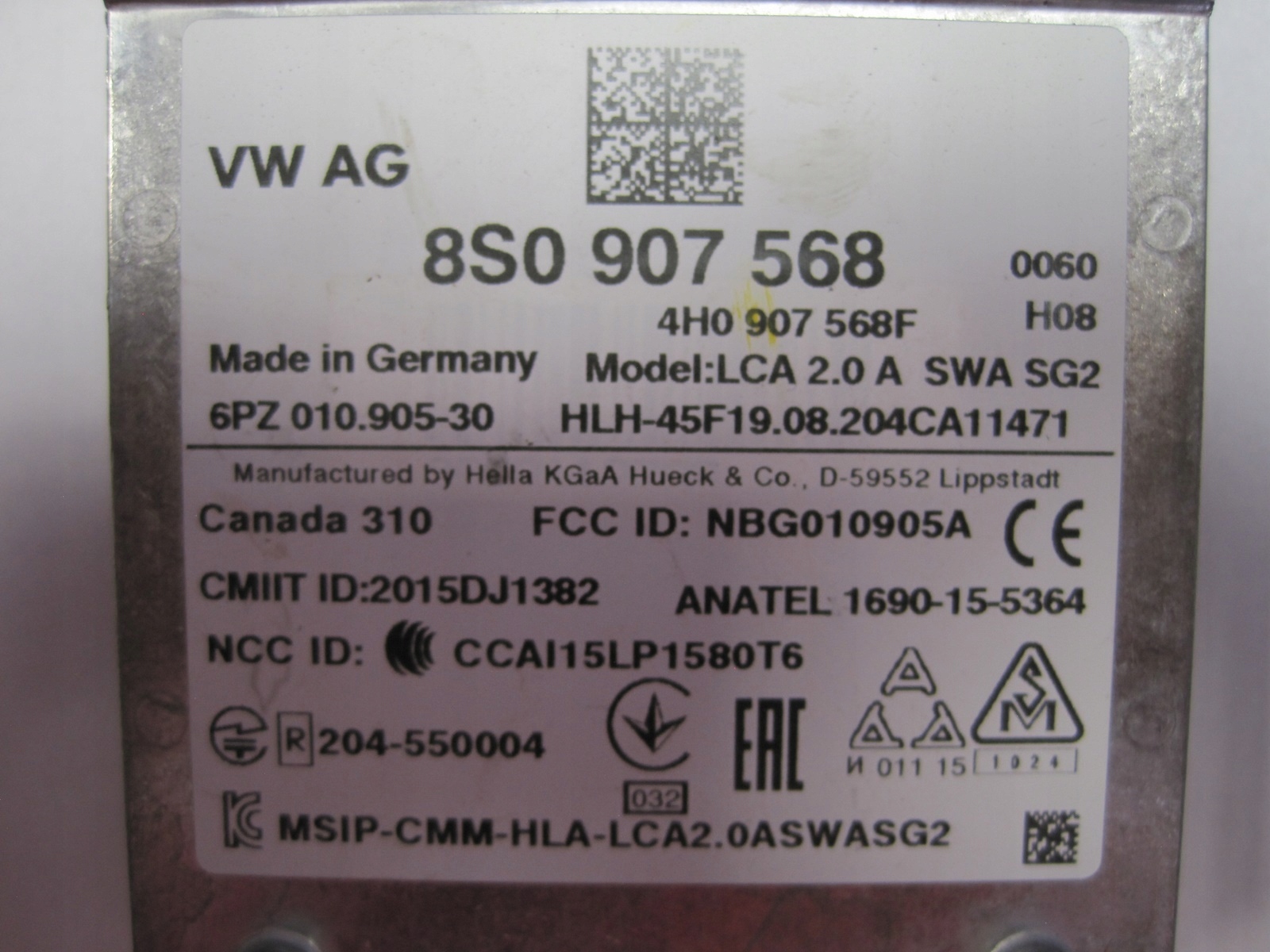 MODUŁ ZMIANY PASA RUCHU AUDI 8S0907568 Kod producenta 8S0907568