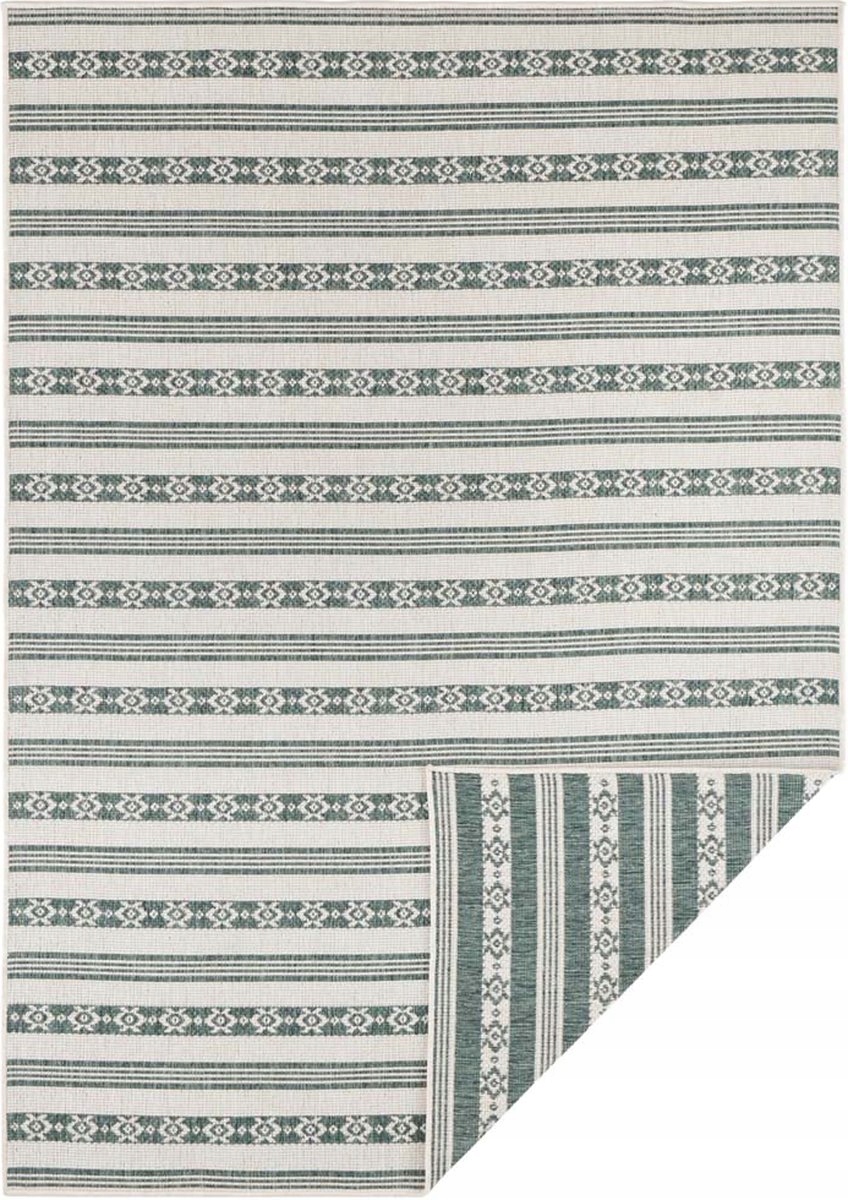 Krémovozelený obojstranný koberec na terasu s plochým tkaním 120 x 170 cm