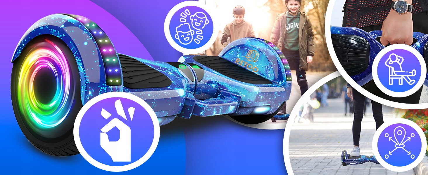 Elektriskais skrituļdēlis, lidojošais dēlis, LED dēlis, Bluetooth, skaļruņi, 10 collu aizsargi, maksimālais ātrums 13 km/h
