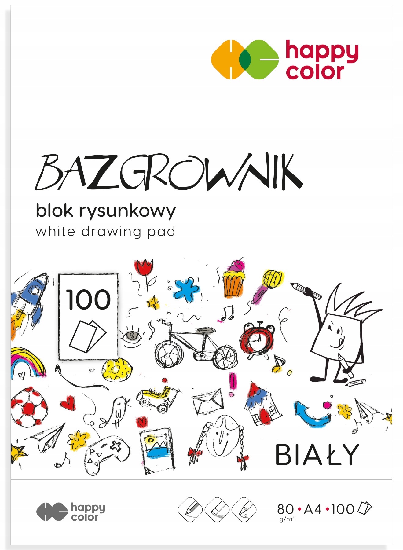 Blok rysunkowy Happy Color BAZGROWNIK A4 100 kartek 80g