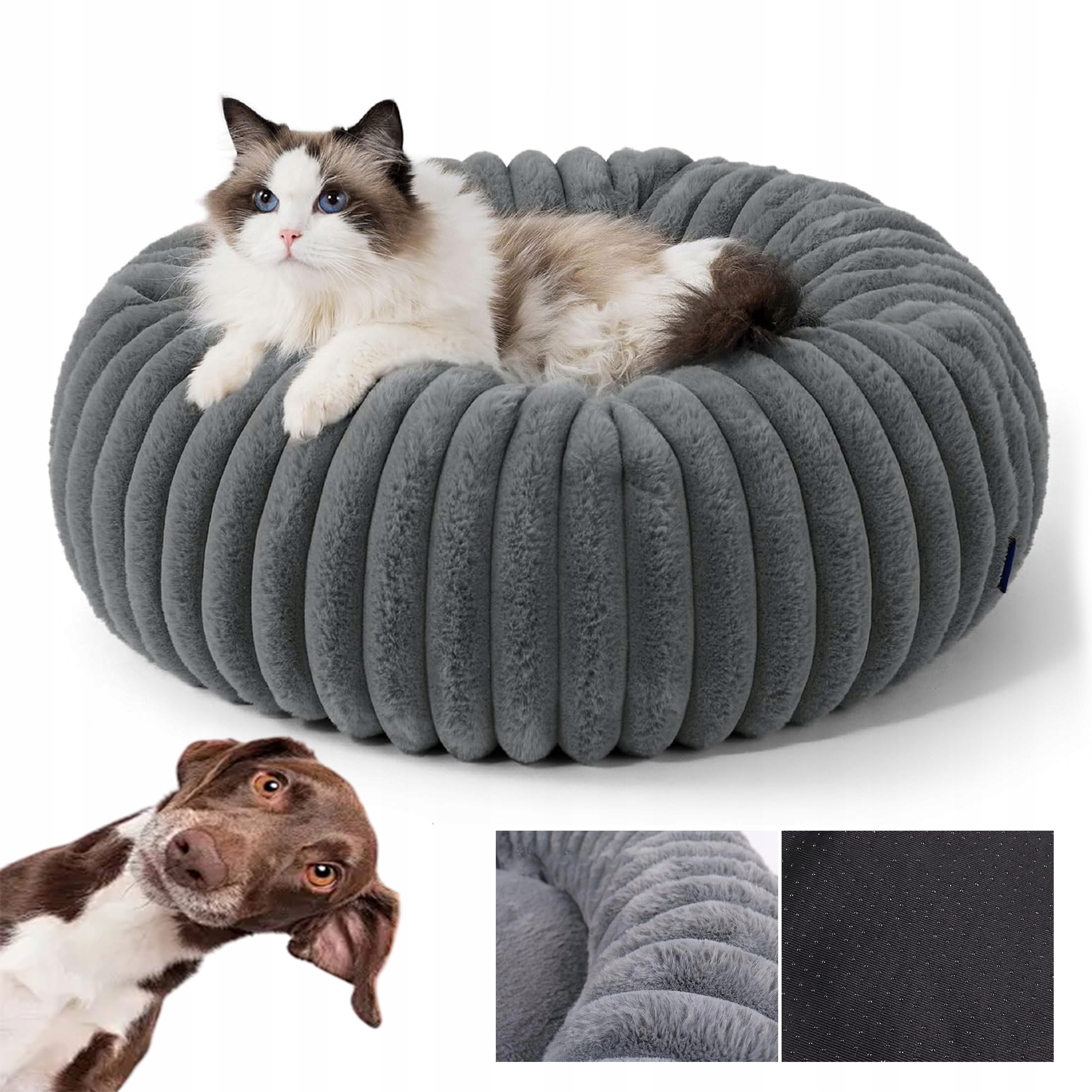 Levně Kulaté Pelíšek Pro Psa Kočku 50 CM, Měkké, Obepínající Kožíšek