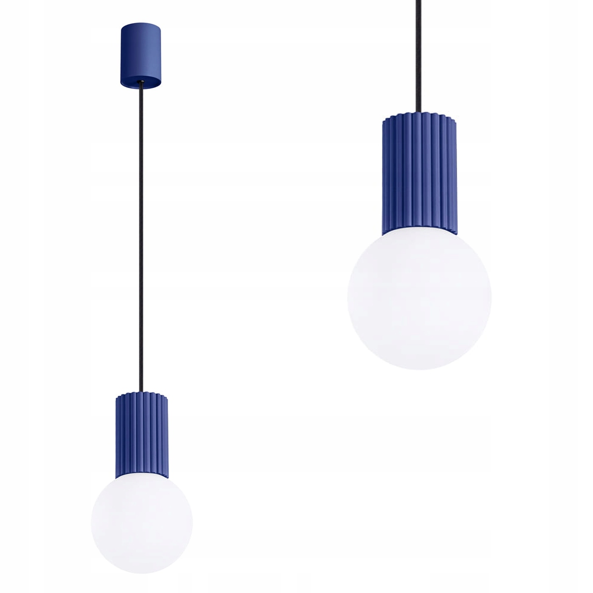 Sollux Modrá závěsná lampa Halo, skleněné stínítko Ø 12 cm do obývacího pokoje SL.1739