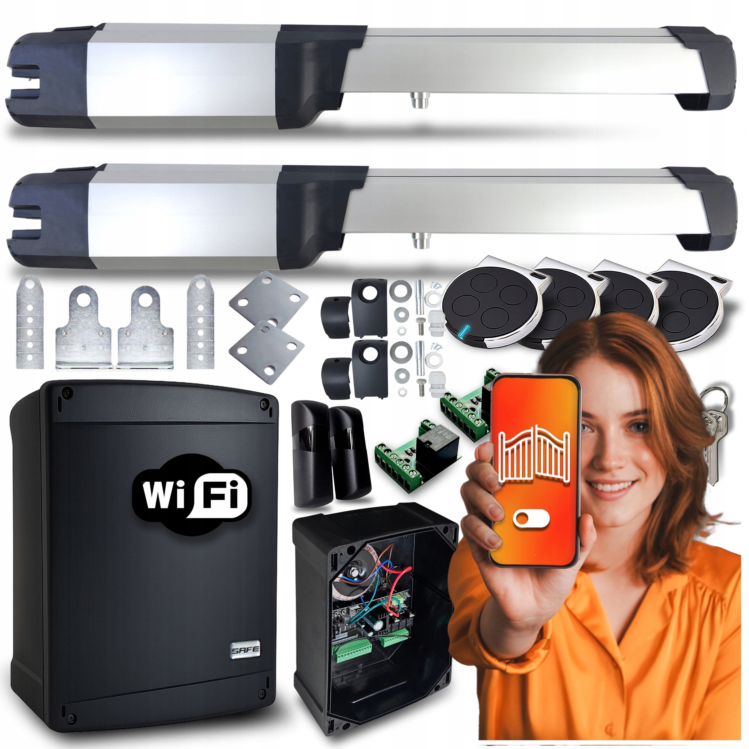 Set pohonu dvoukřídlé brány Bft B25 Phobos Wifi Tuya ústředna S24I