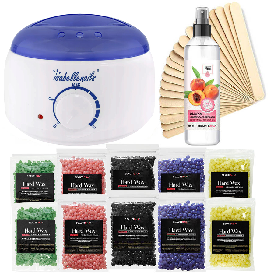 Set Na Depilaci Ohřívač Tvrdý Vosk 10 x 100 g Olivový