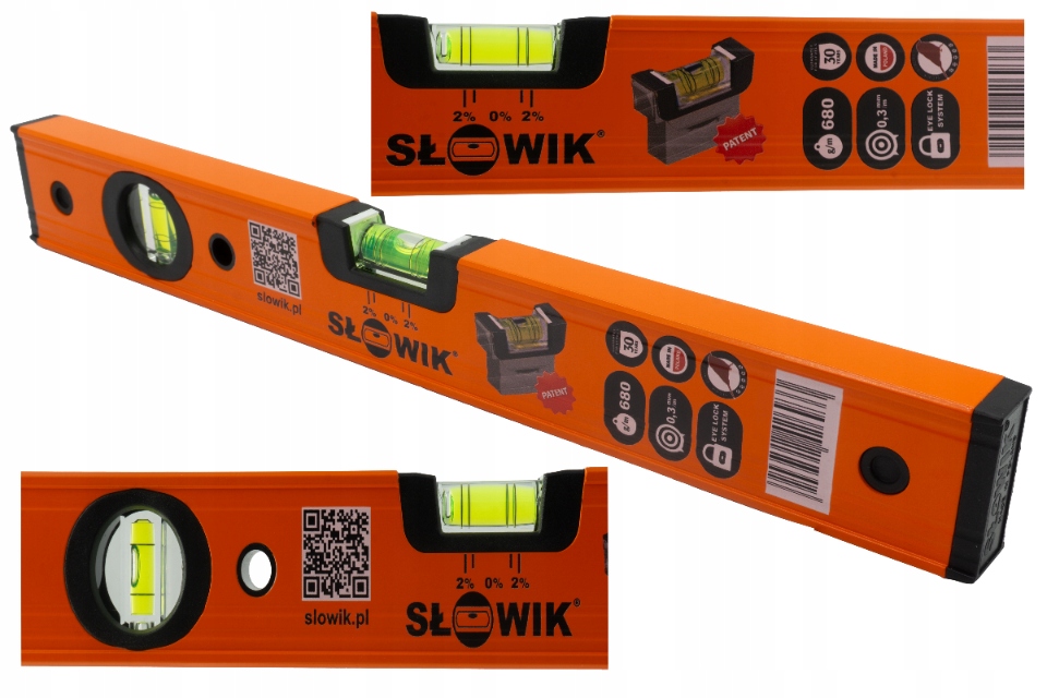 Poziomnica Słowik Malowana Pomarańczowa Elite PN46 120cm 2 Libelki