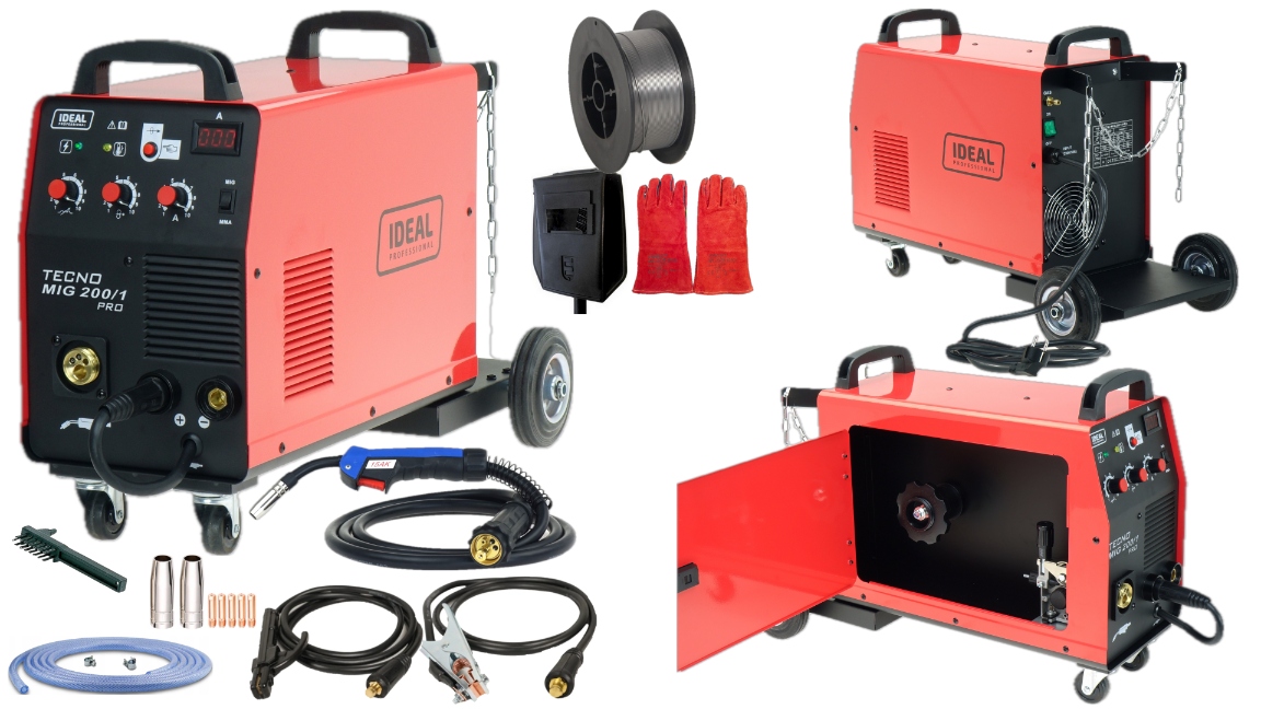 Spawarka Półautomat Migomat Ideal Tecnomig 200/1 Pro Mma 230 Zestaw Flux