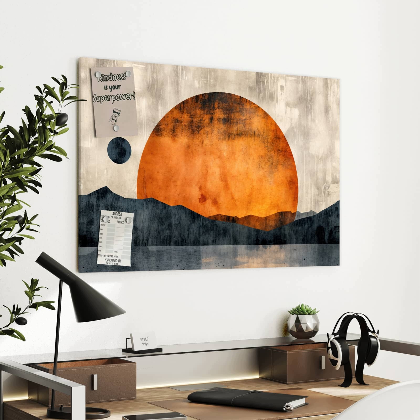 Magnetická tabule Západ slunce Umění 90 × 60 cm
