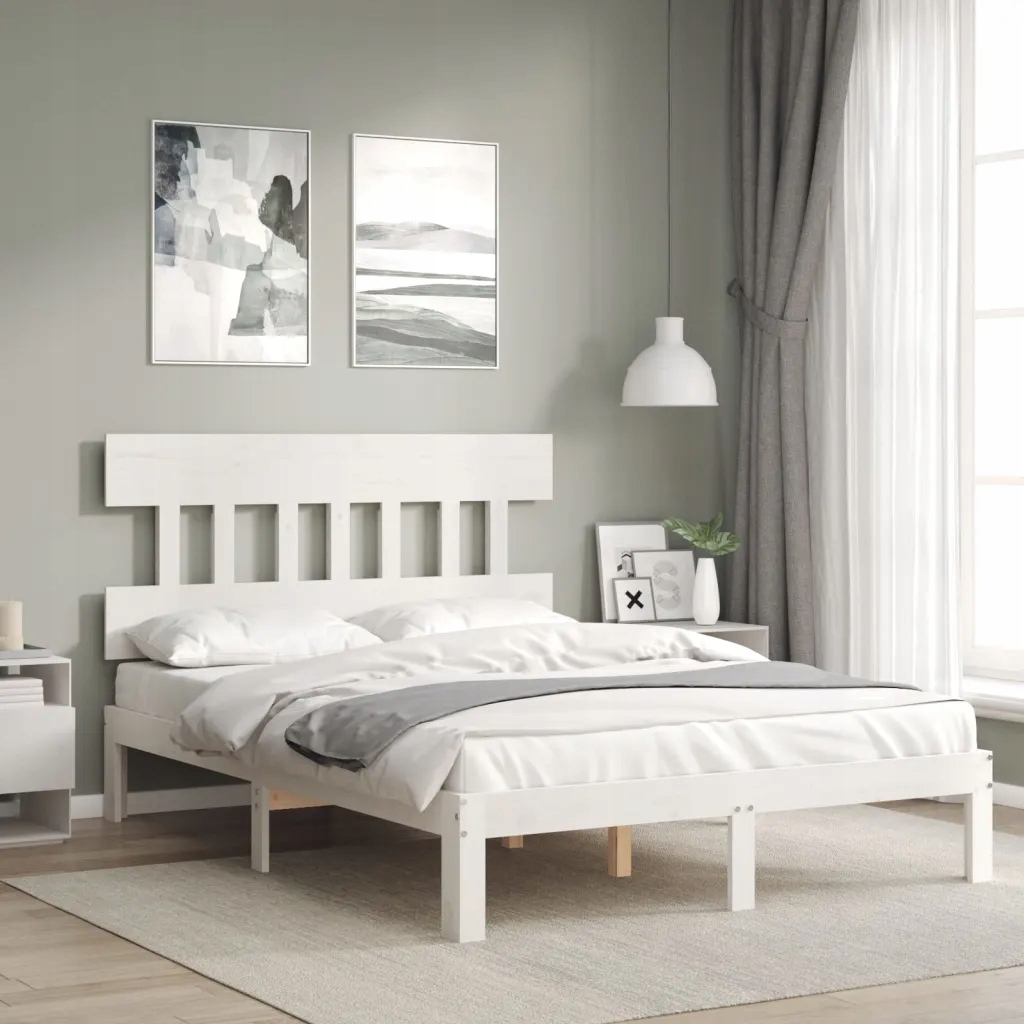 vidaXL Rama łóżka bez materaca, biała, 120x200 cm, drewno sosnowe