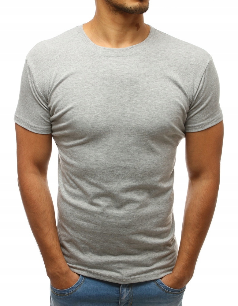 

T-shirt Męski Bez Nadruku Jasnoszary rx2570 - XL