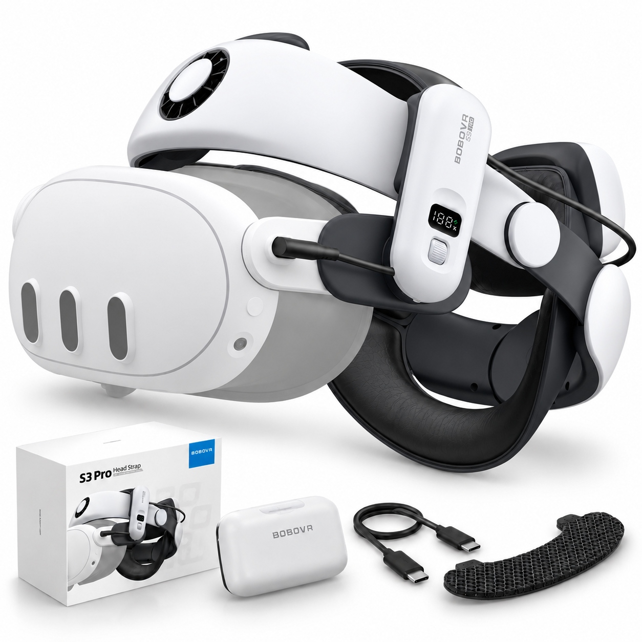 Odlehčovací Pásek BoboVR S3 Pro Brýle Vr Meta Quest 3 S Baterií 10000 mAh