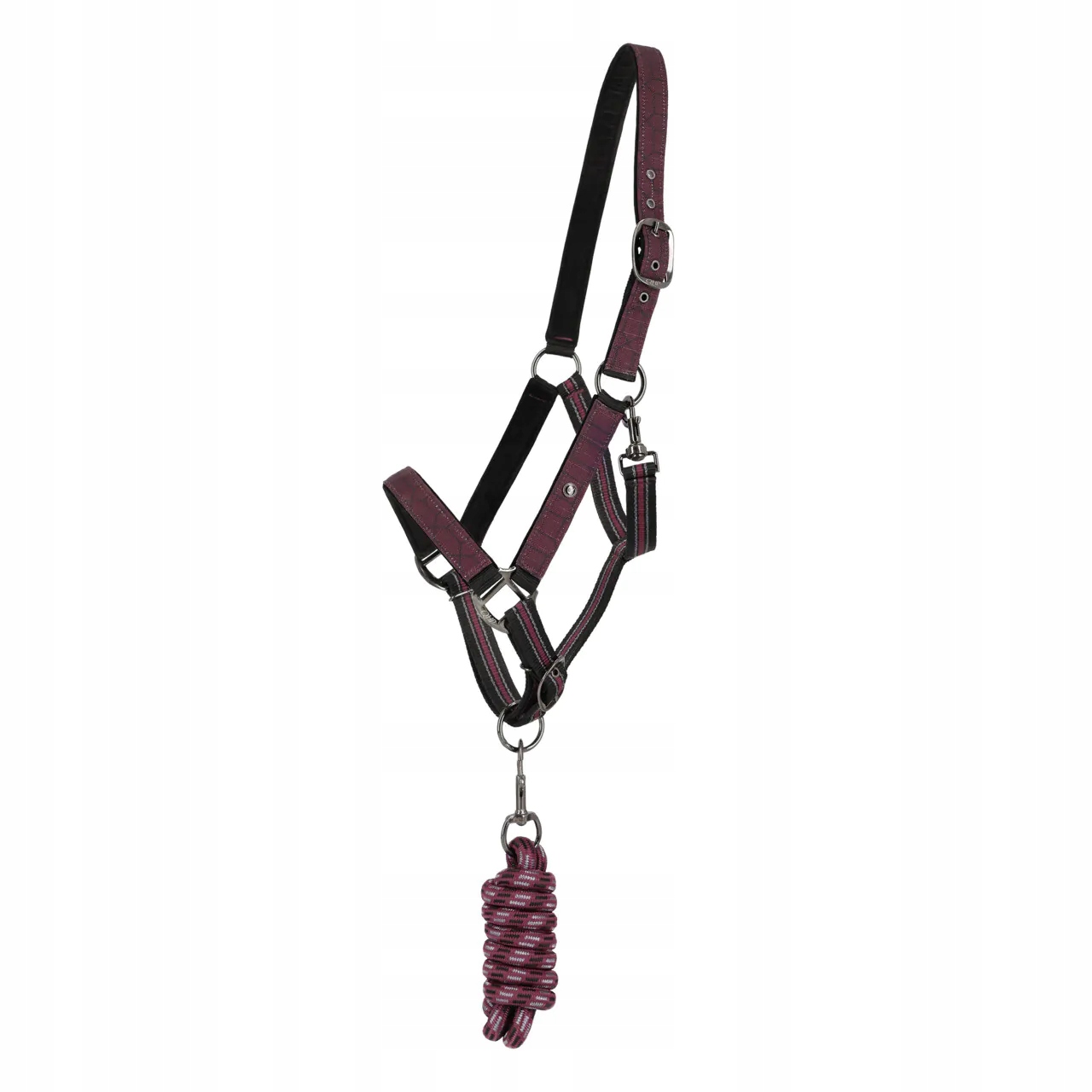 Zestaw Kantar dla konia uwiąz Qhp Collection 25AW bordowy Full
