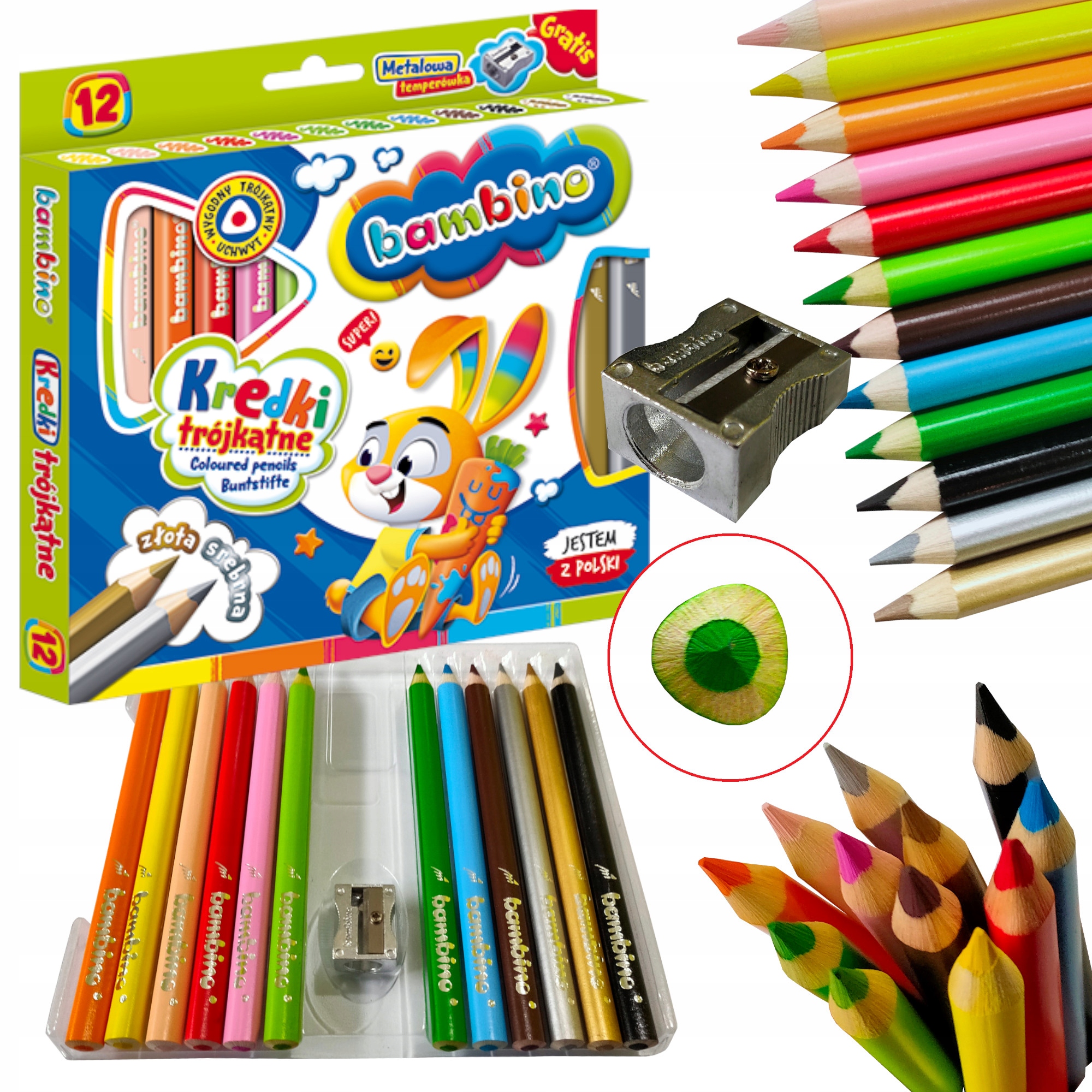 

Kredki grube trójkątne Bambino
