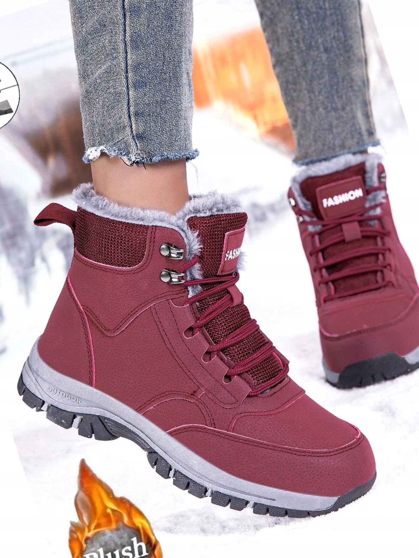 Dámské Zimní Zateplené Boty Bordó Eur 39 Sněhule