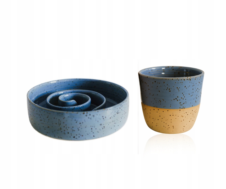 Levně Sada keramická miska pro psa Handmade Hrnek Modrá PositiveCare