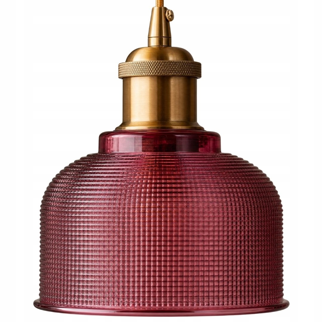 Skleněná závěsná stropní lampa Bell červená