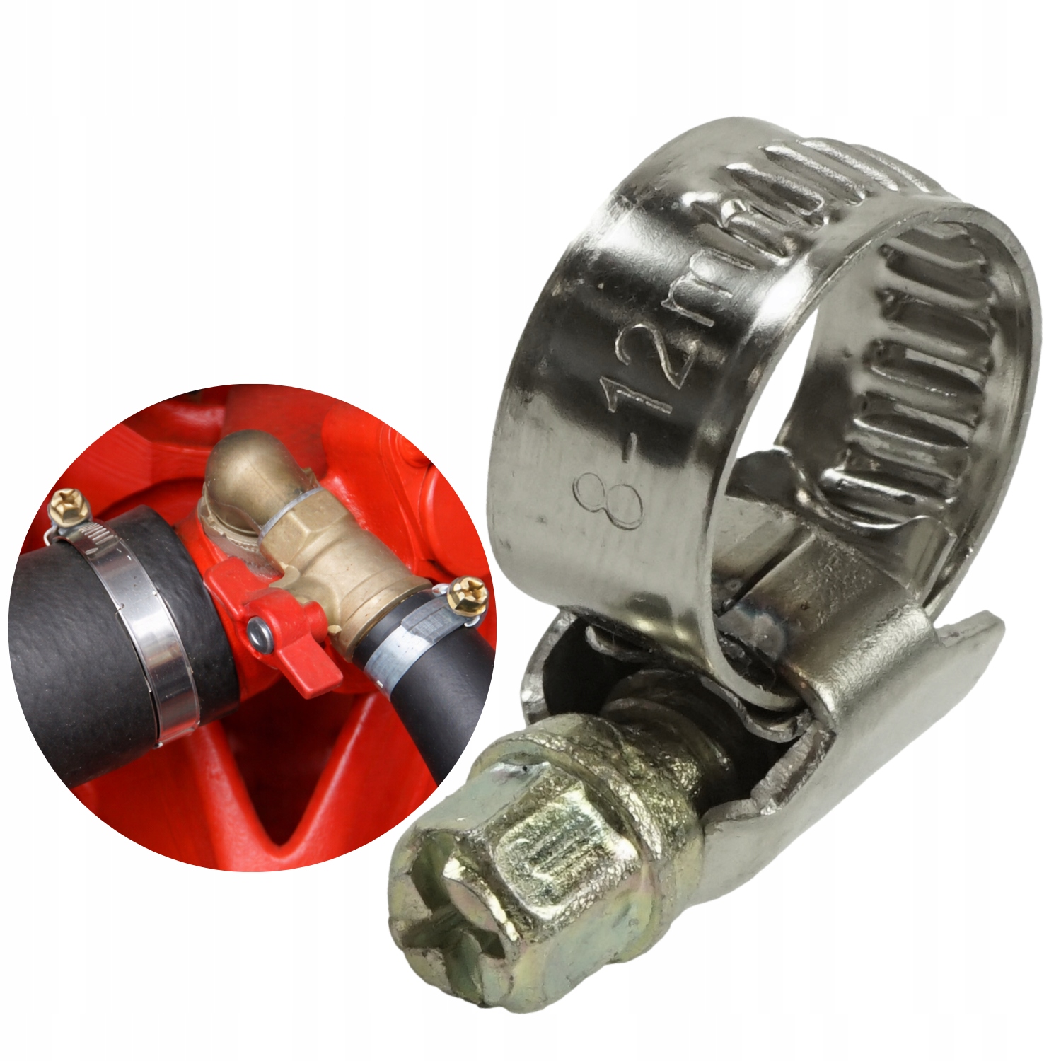 Opaska zaciskowa ślimakowa 9mm średnica 8-12mm, stal nierdzewna, 10 sztuk