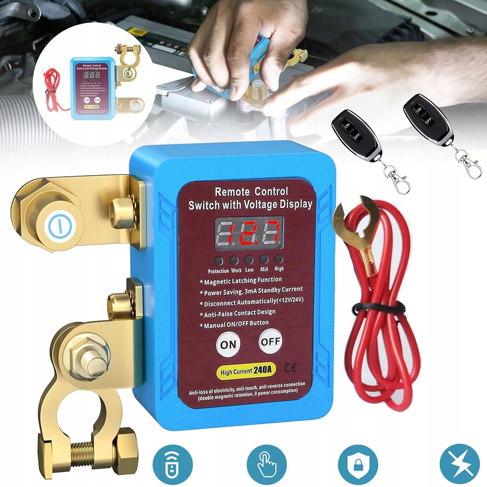 12V 240A Vypínač Proudu Z Autobaterie S 2X Dálkovým Ovládáním