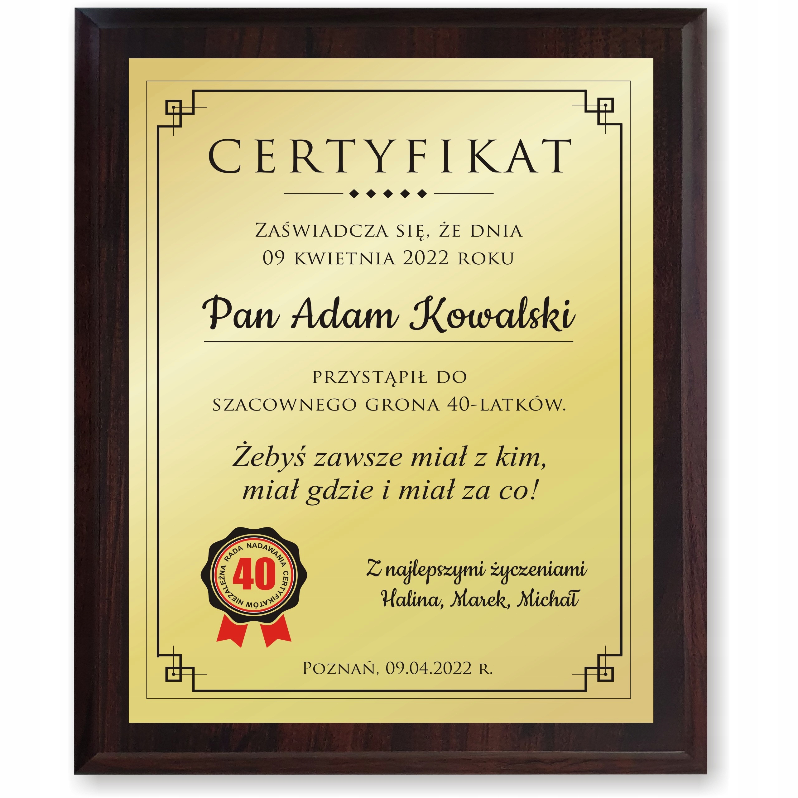 

18 30 40 50 60 70 80 Urodziny Certyfikat