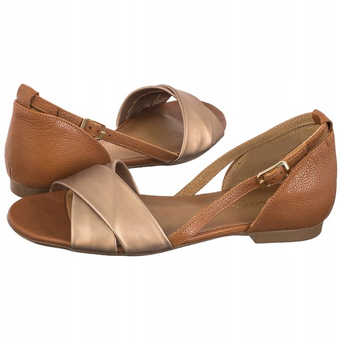 Boty na léto Dámské kožené sandály Maciejka Červené/Zlaté 04614-29