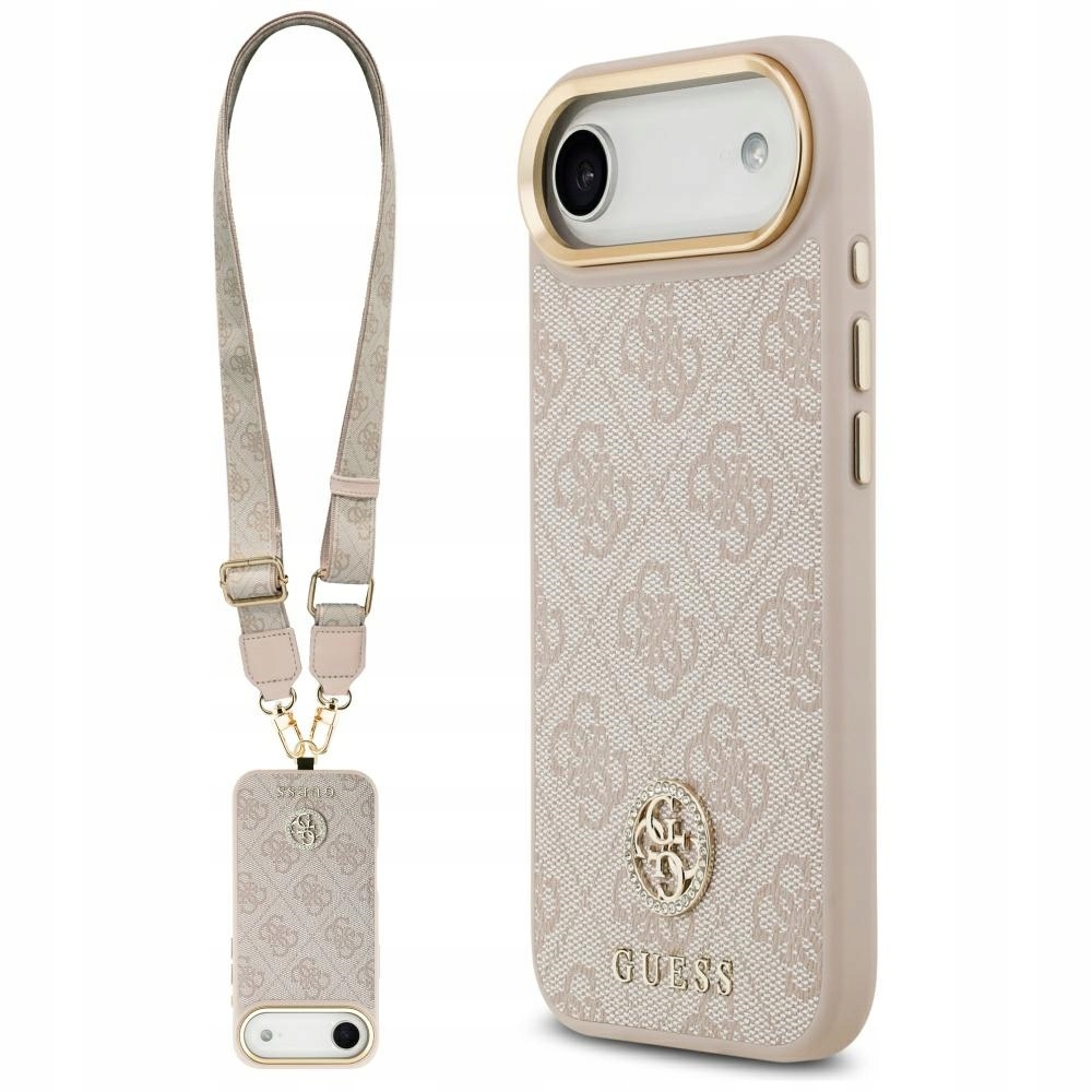 Pouzdro pro iPhone Air Guess 4G Strass Big Strap MagSafe růžové zadní kryt