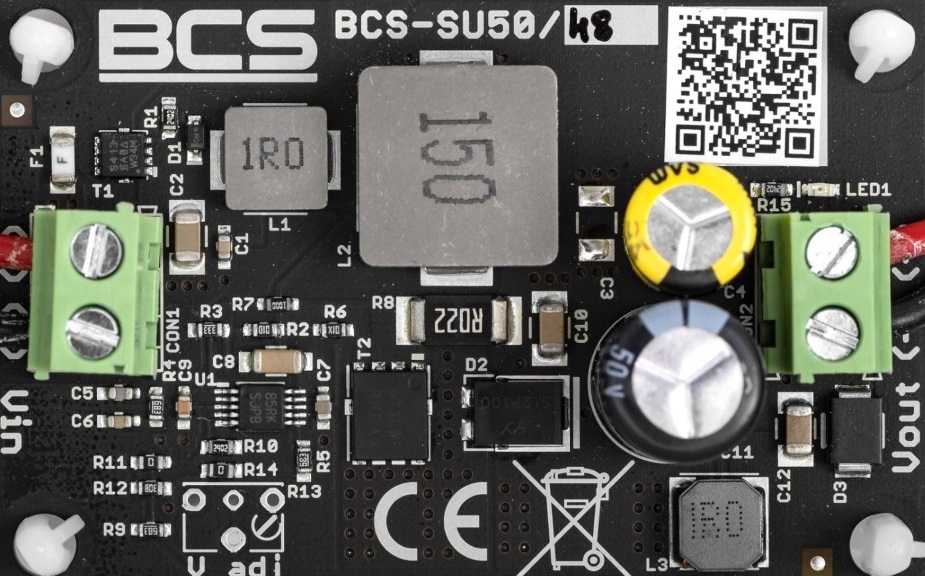 BCS-SU50/48 Przetwornica 48V 50W DC/DC Step-up Do Zabudowy Poe Monitoringu