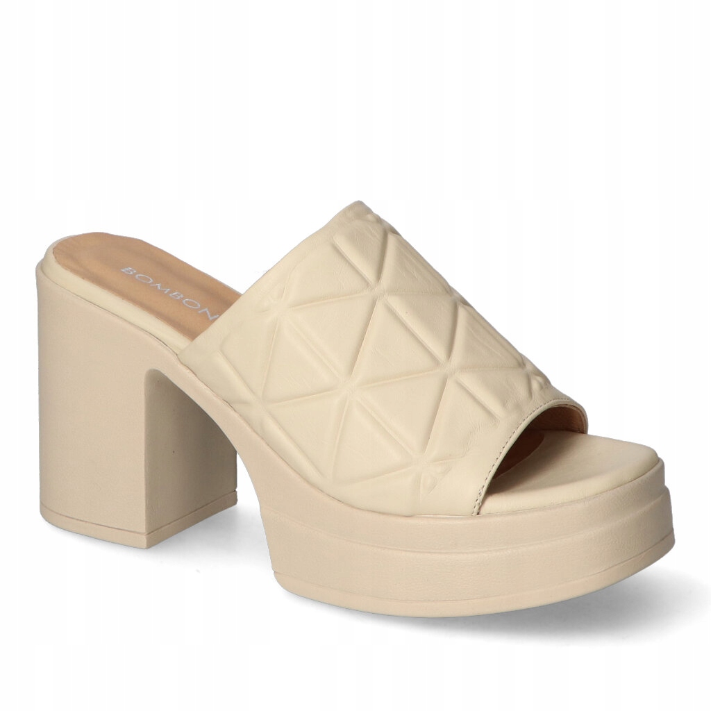 Dámské Nazouváky Na Podpatku Platforma Bombonella Béžová Přírodní kůže 40