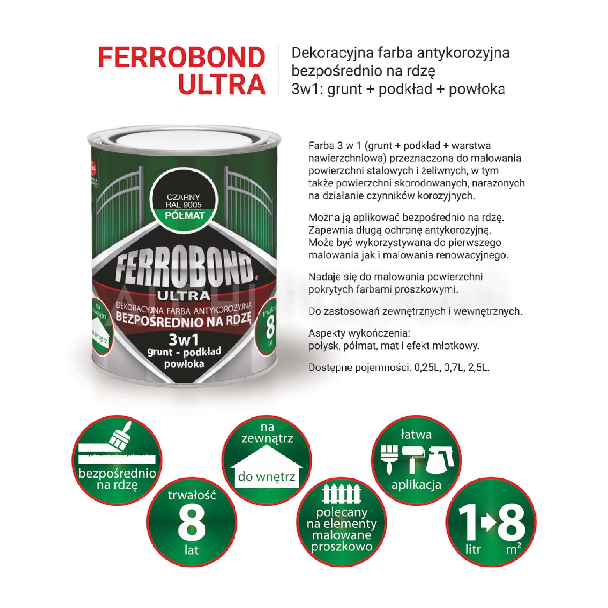 JURGA FERROBOND NA RDZĘ ANTRACYT 7016 PÓŁMAT 0.7L Marka Ferrobond