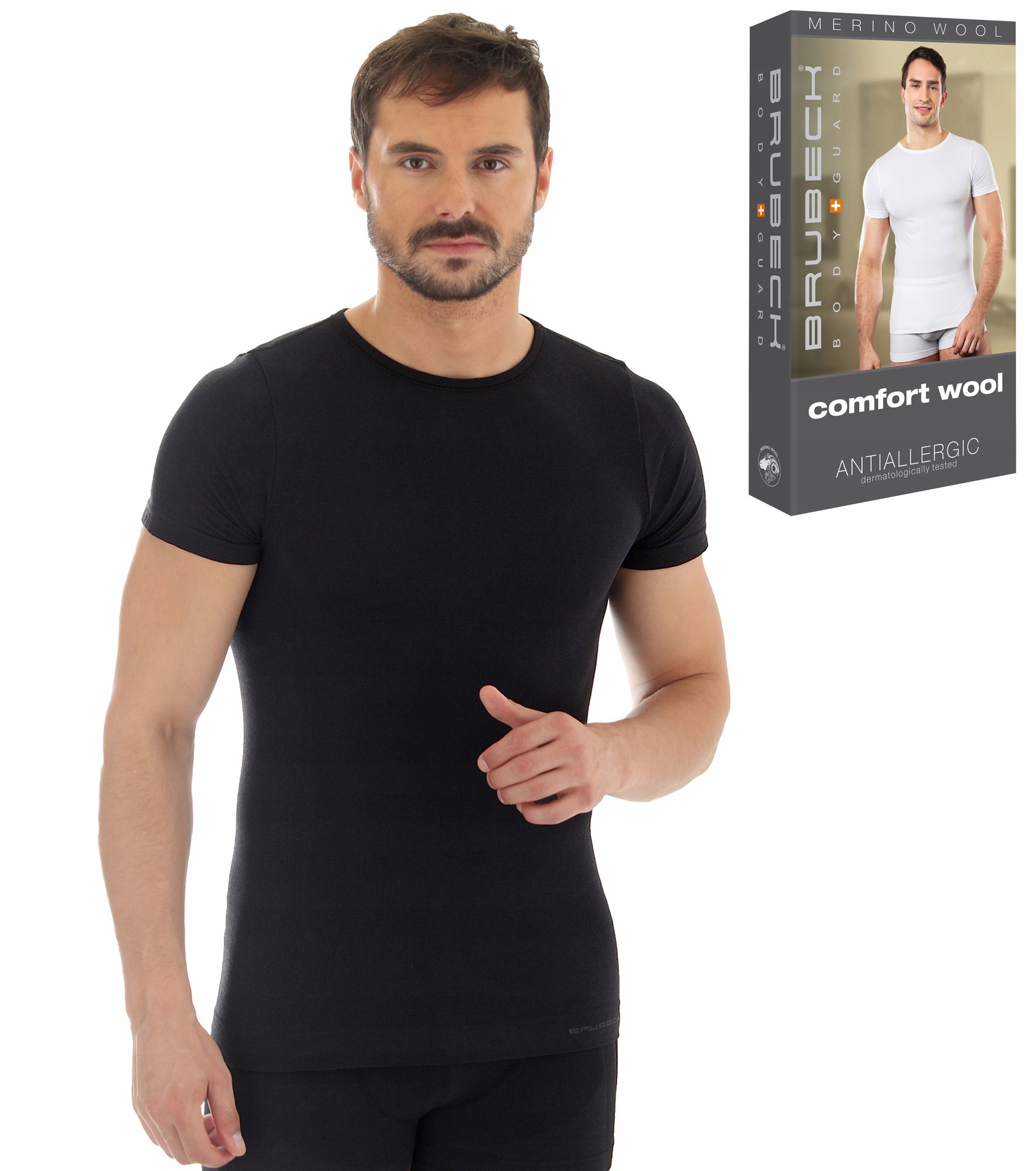 

Koszulka Męska Z Wełny Brubeck SS11030 Czarna XL