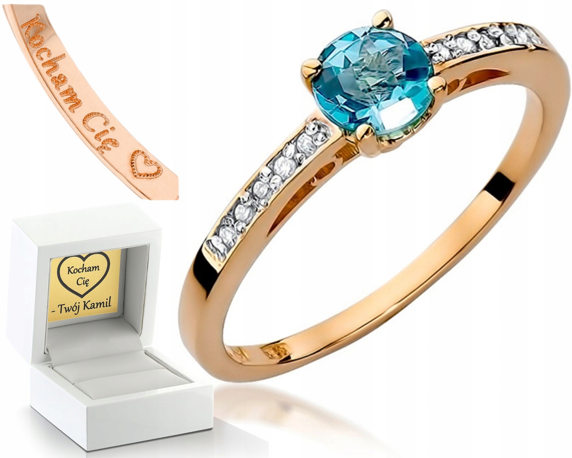 Prstýnek S Topazem A Brilianty Z Růžového Zlata