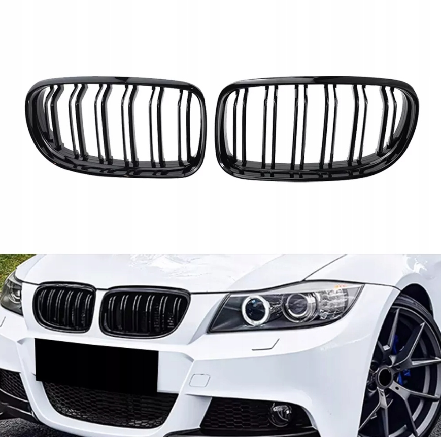 Maska Chladiče Ledvinky Atrapa pro Bmw E90 E91 LCI Lift 2008-2013 Černý Lesk M3 Look