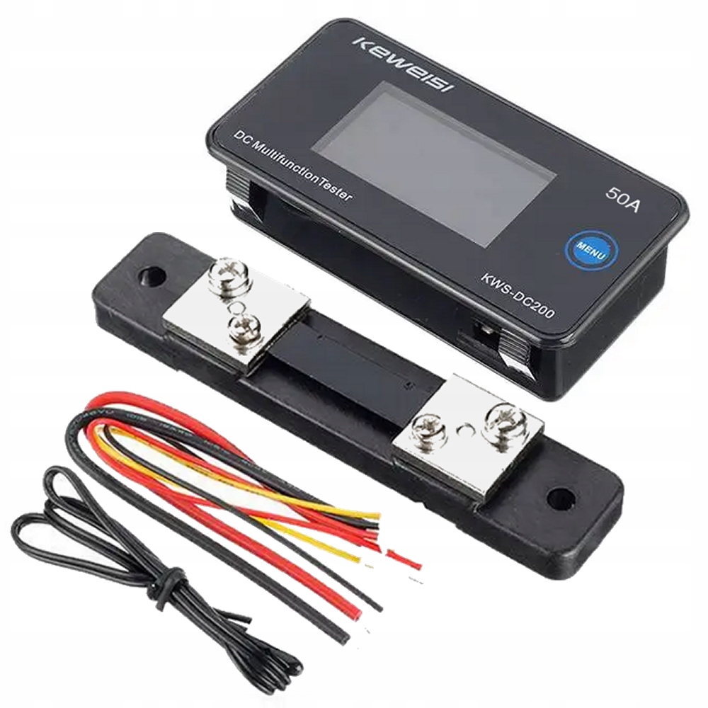 AMPEROMIERZ DC200V 50A WOLTOMIERZ PANELOWY Z POTENCJOMETREM Ah Wh TEMP CZAS Marka Benetech