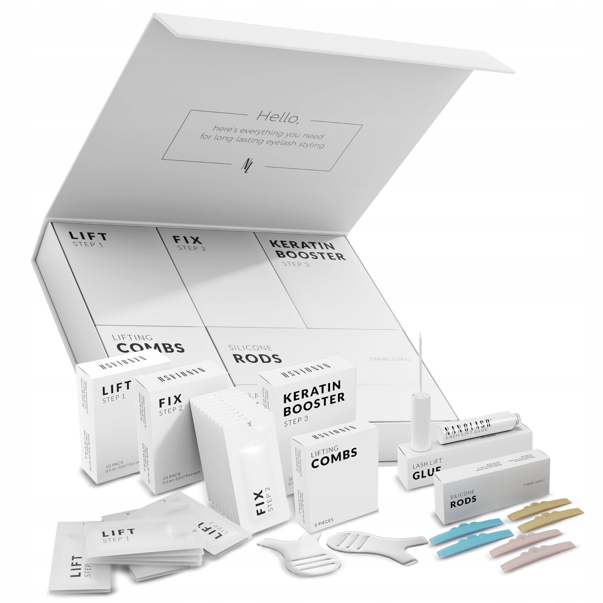 Nanolash Zestaw do laminacji i liftingu rzęs – lifting rzęs w domu Diy