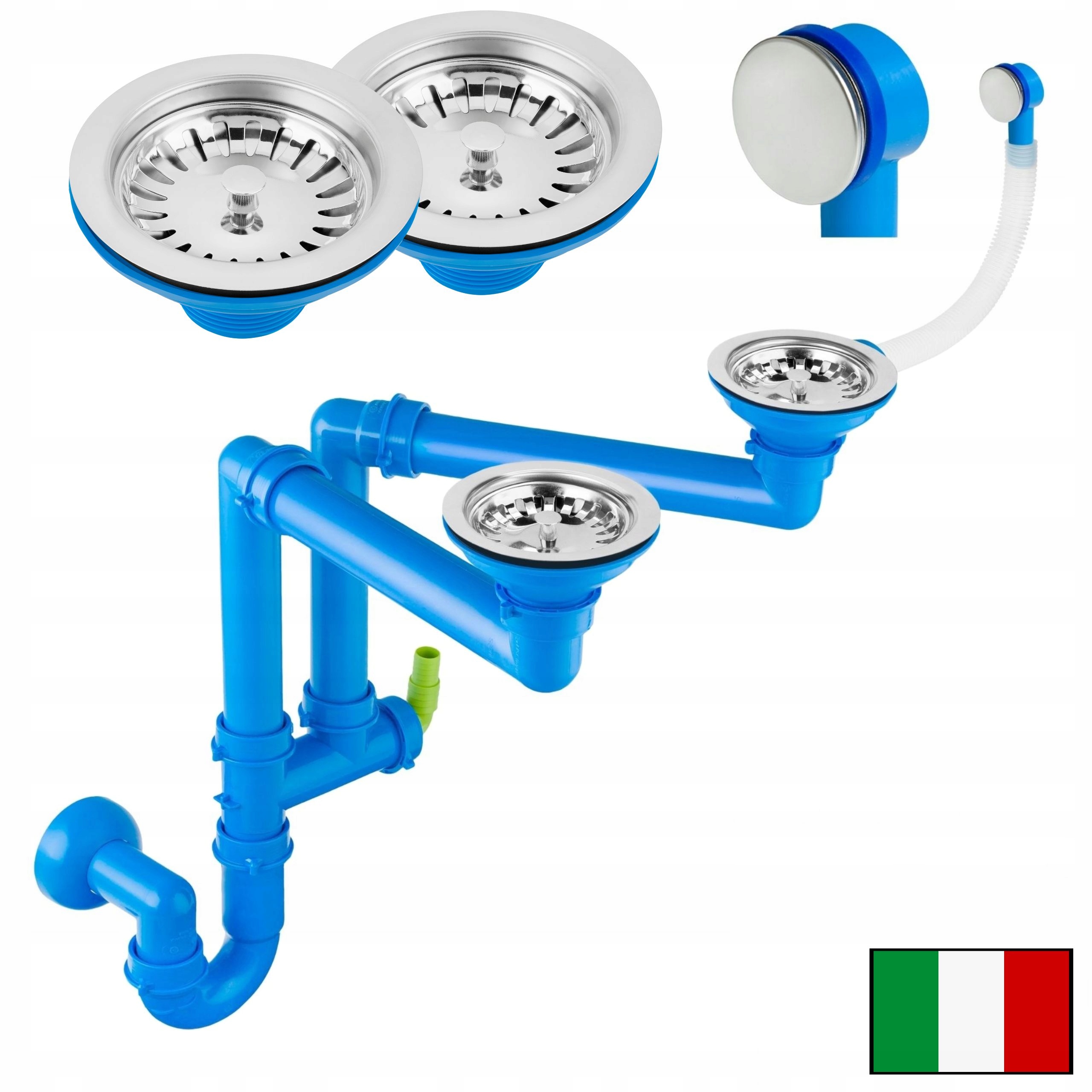 SYFON DO ZLEWU DWUKOMOROWEGO PRZYŚCIENNY MANUALNY