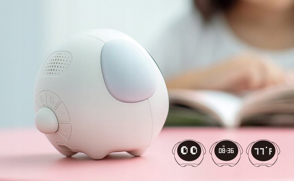 ZEGAR BUDZIK LAMPKA NOCNA LED DLA DZIECI 2W1 z WIELOMA INTERAKTYWNY EMOJI Cechy dodatkowe cyfrowy wyświetlacz grafika termometr