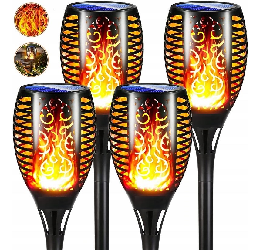 78 cm 96 Led Solární Zahradní Lampa Pochodeň Oheň efekt plamene zapíchnutý