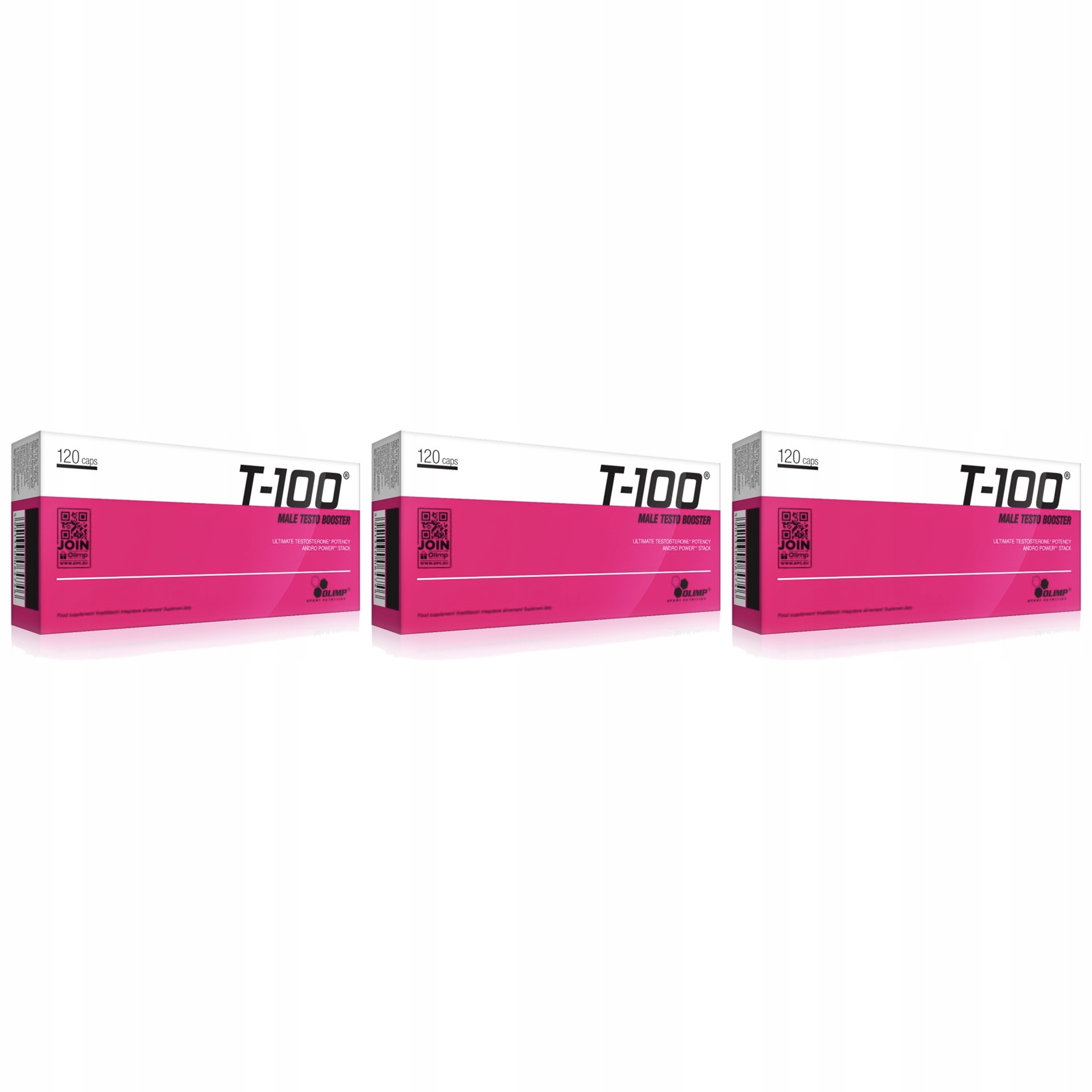 3x Testosteron Booster T-100 Testosteron Daa Tribulus Maca Zinek 120 kapslí O