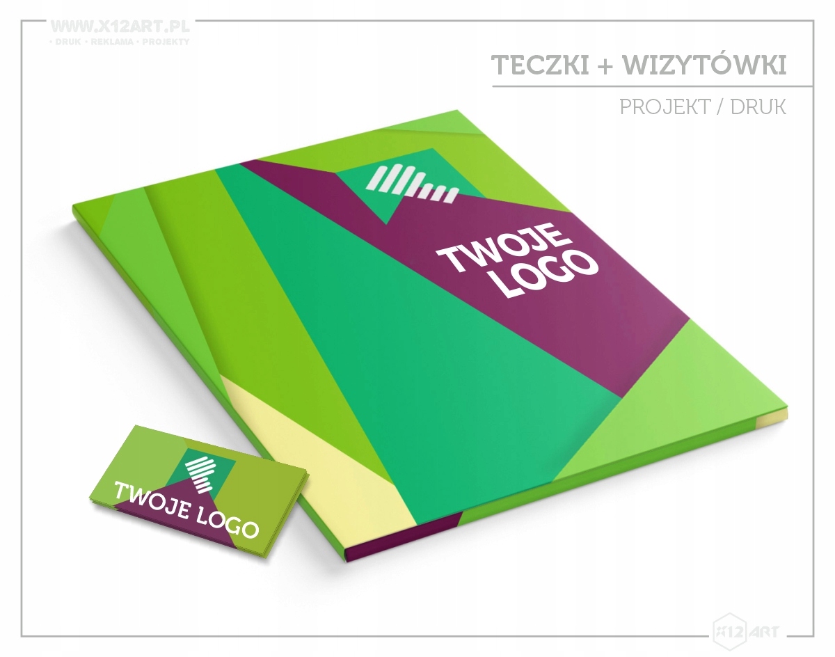 Teczki firmowe 500 szt. + Wizytówki 100 + Projekty