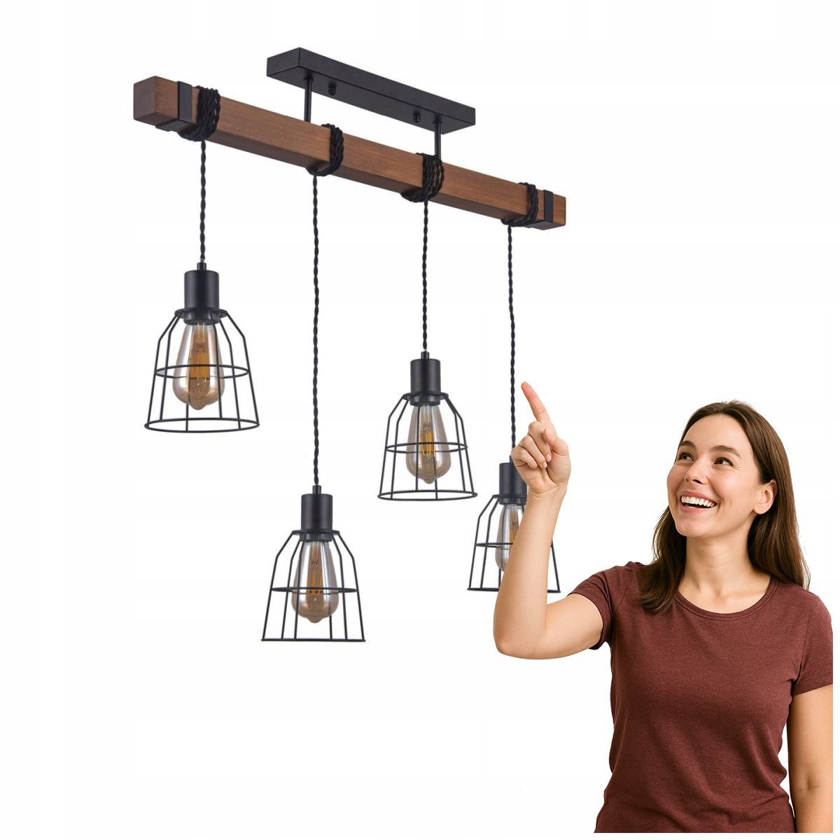 Závěsná lampa Reda černá industriální do obývacího pokoje Italux