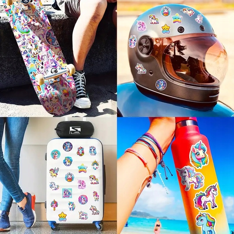 200x NAKLEJKI JEDNOROŻCE UNICORN WLEPY STICKER MIX WODOODPORNE JEDNOROŻEC Wzór dominujący inny wzór